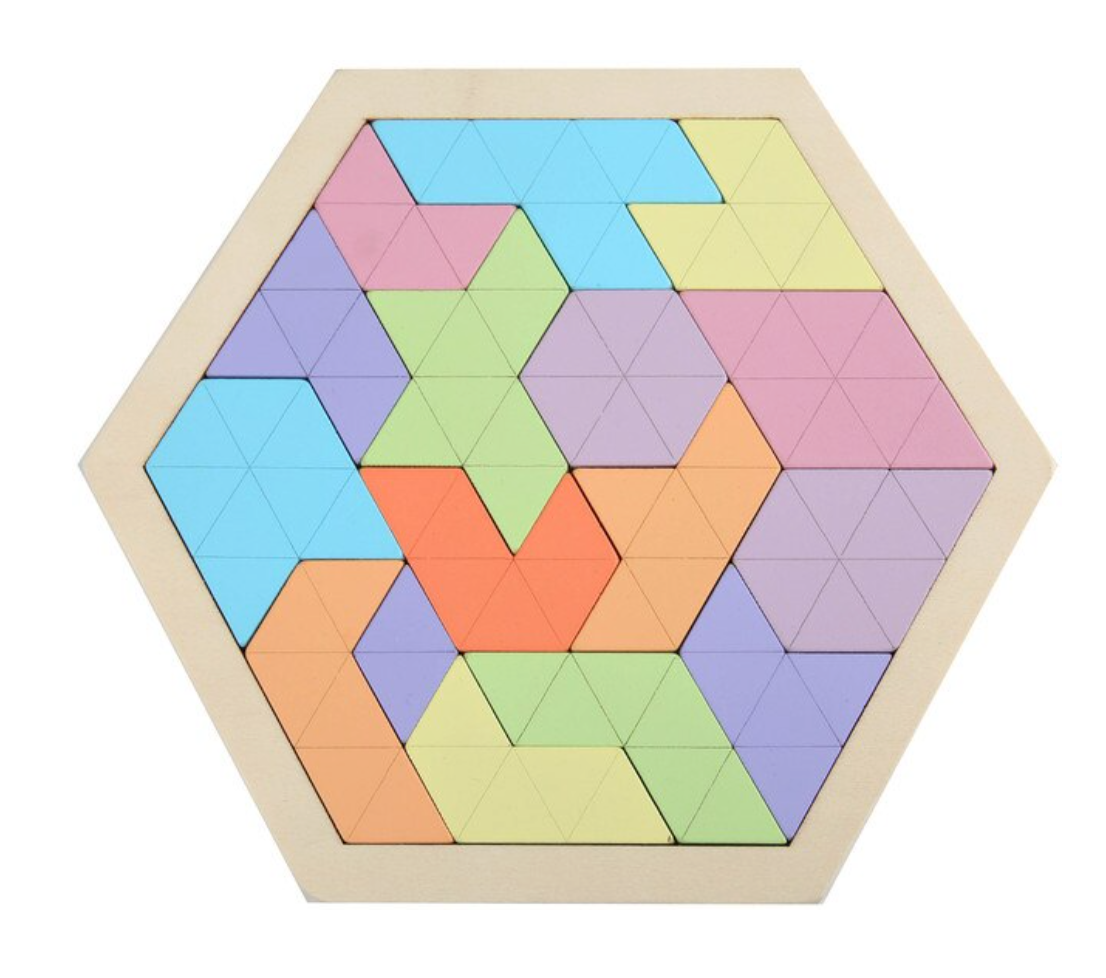 Montessori Wooden Hexagon Puzzle for Kid Tangram