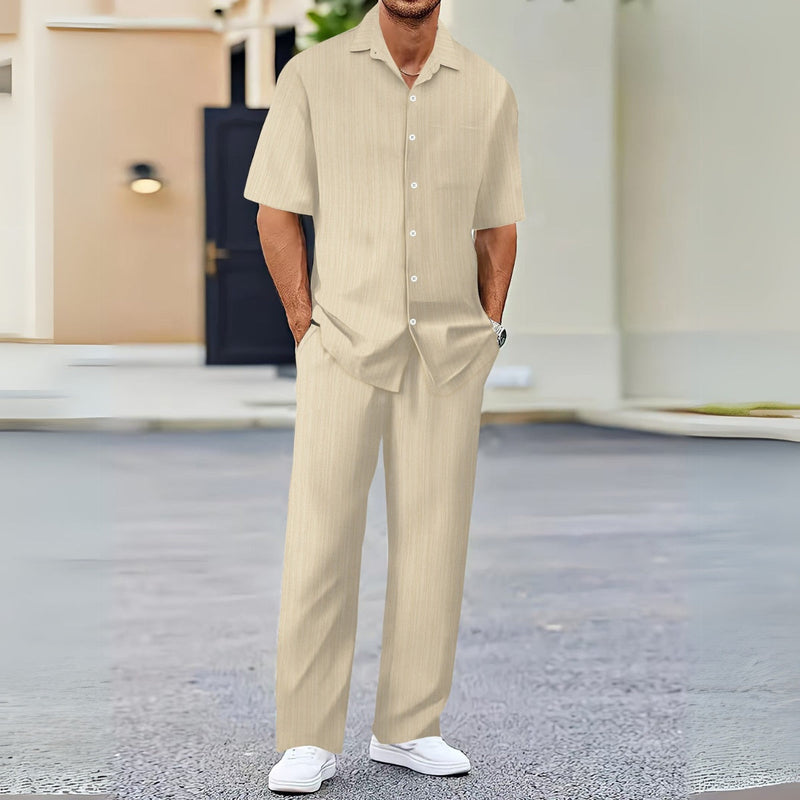 Textured Shirt Trousers Set Riviera Ease