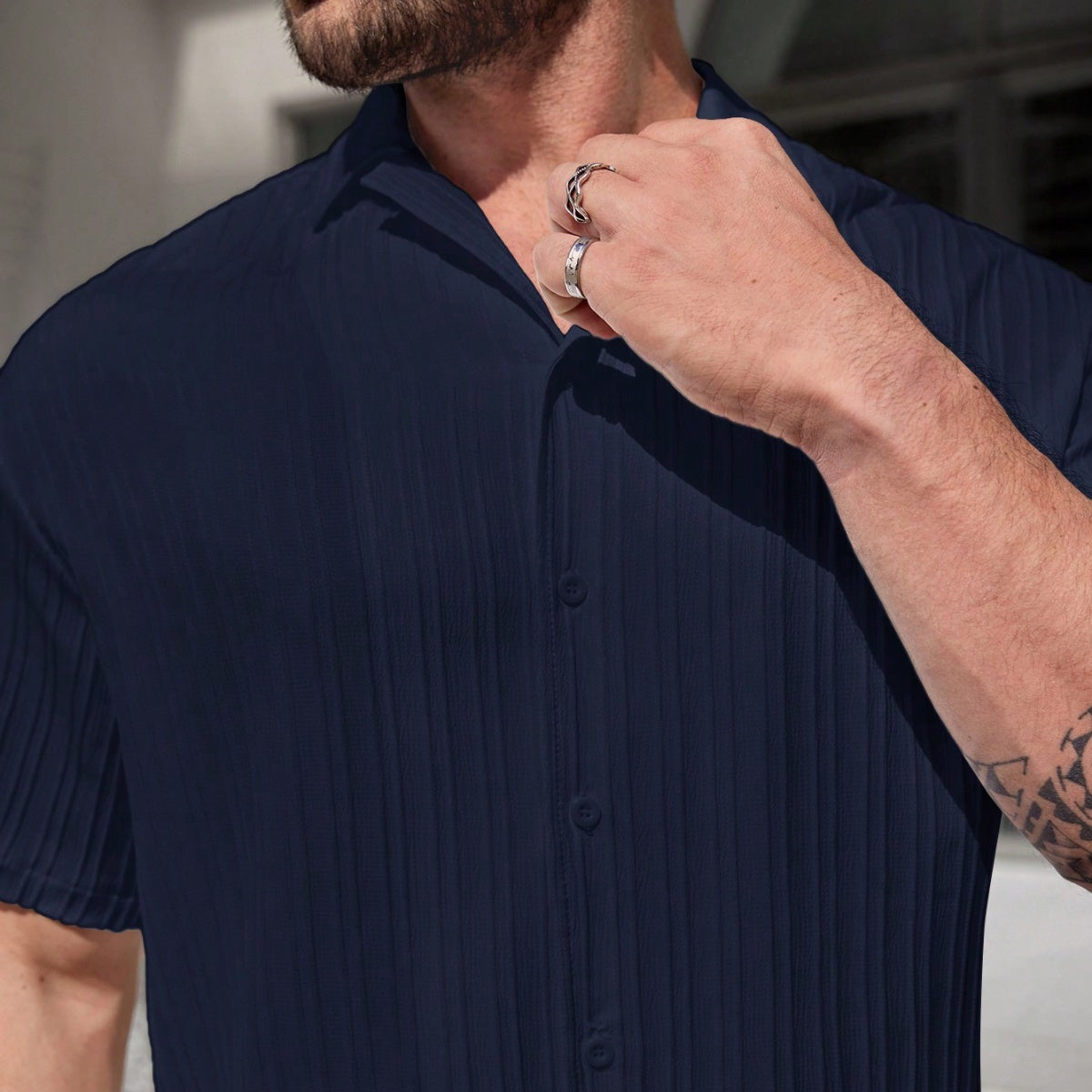 Textured Shirt Trousers Set Riviera Ease