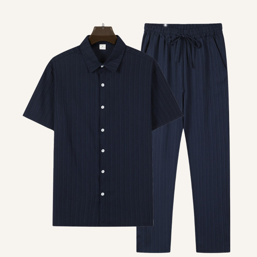 Textured Shirt Trousers Set Riviera Ease