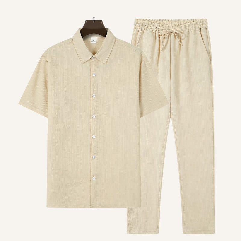 Textured Shirt Trousers Set Riviera Ease