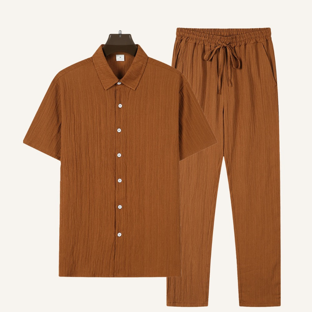 Textured Shirt Trousers Set Riviera Ease
