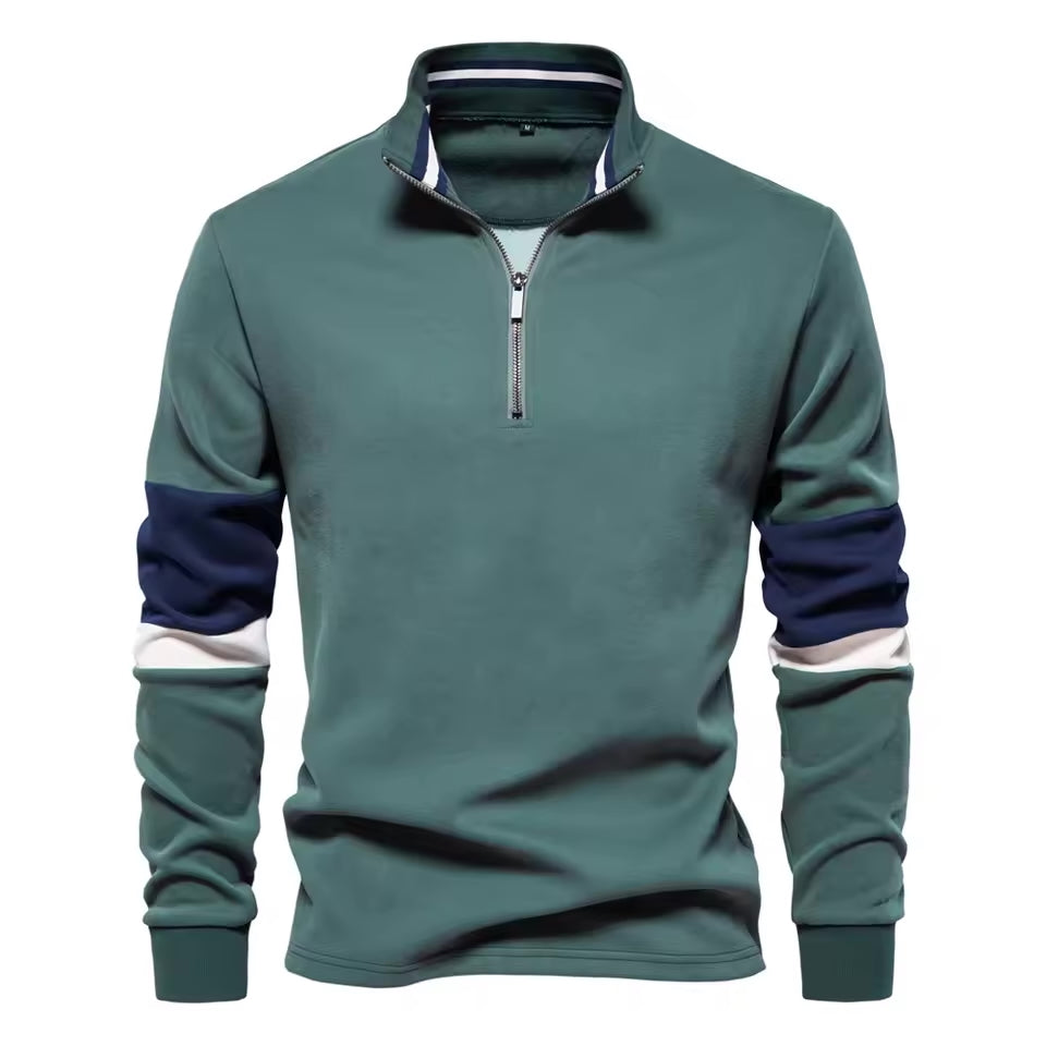 Tricolore Men's Quarter-Zip Pullover – Smart Casual Sweater