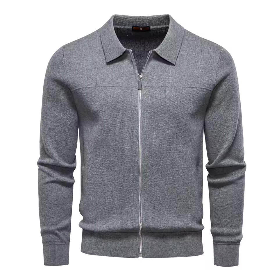 Vento Men's Zip-Up Cardigan – Smart Casual Knit Sweater