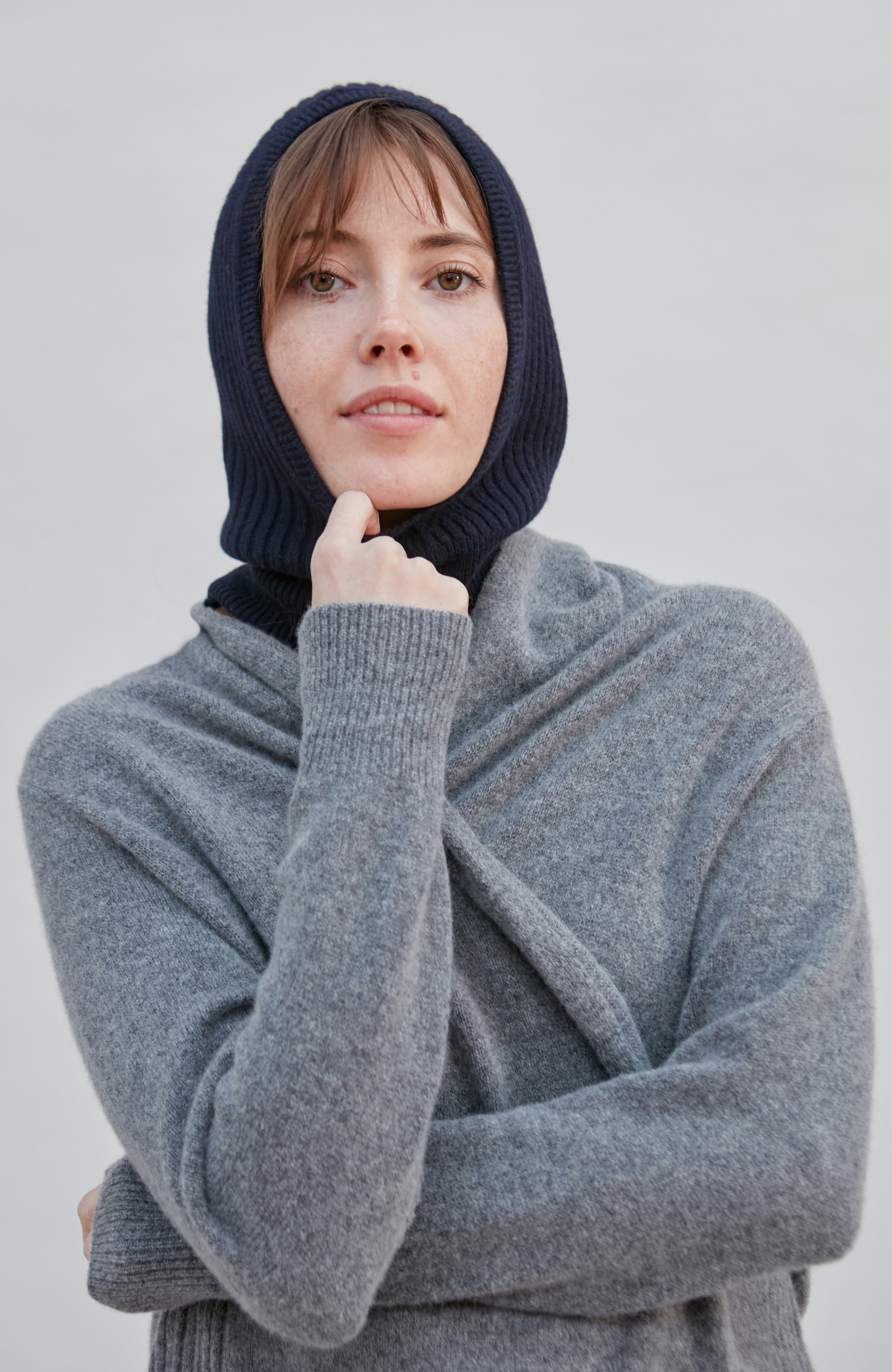 Merino Cashmere Ribbed Open Face Balaclava