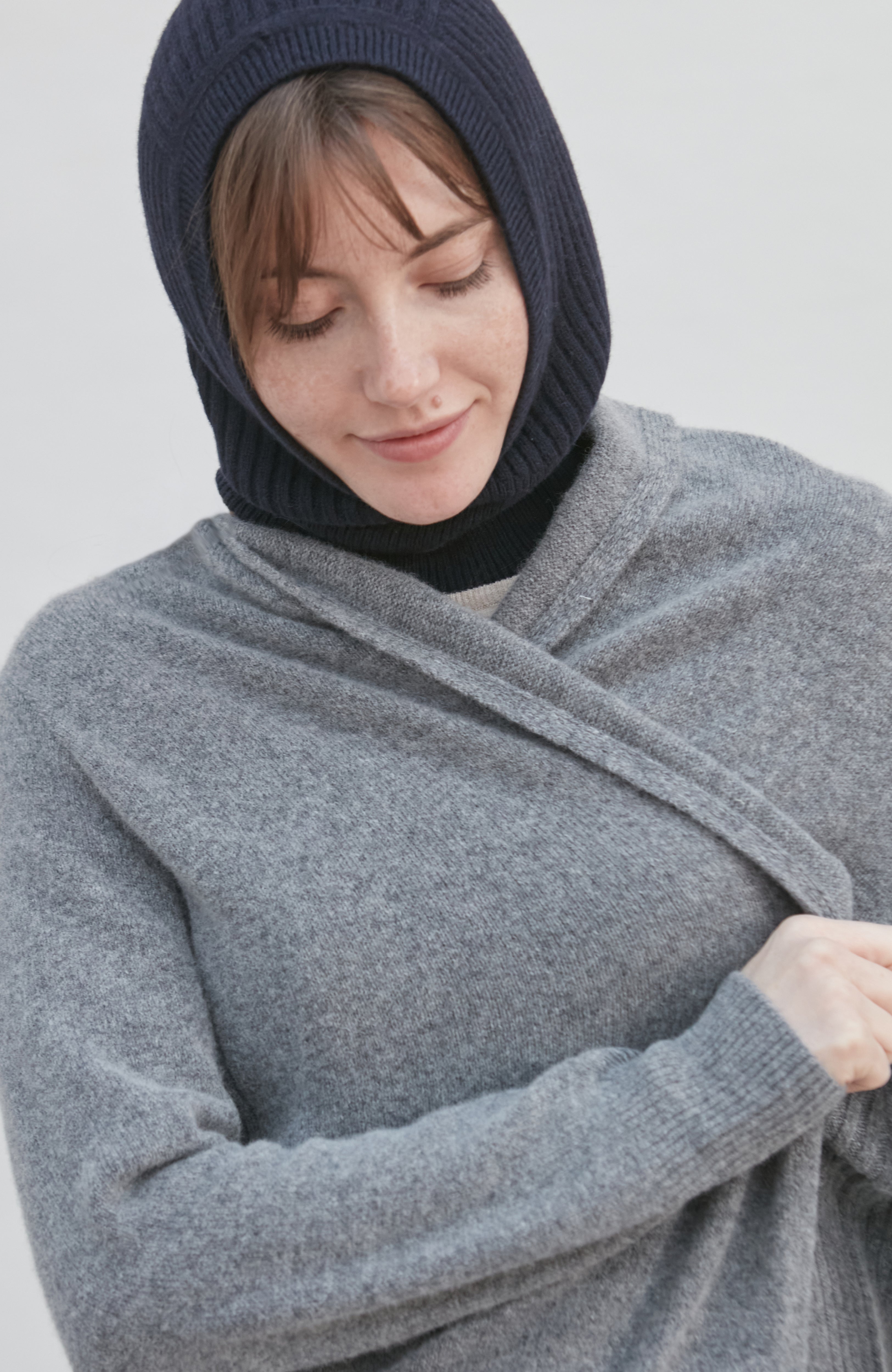 Merino Cashmere Ribbed Open Face Balaclava