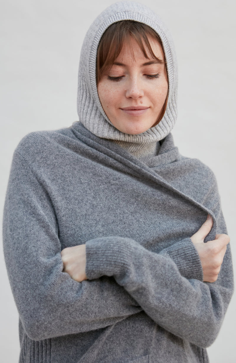 Merino Cashmere Ribbed Open Face Balaclava