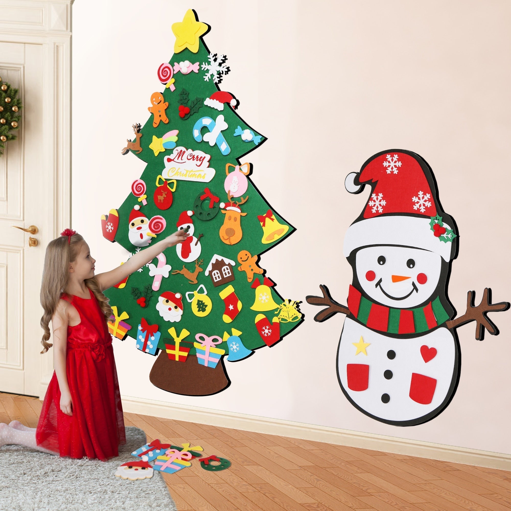Montessori Felt Christmas Tree with 32 Pieces