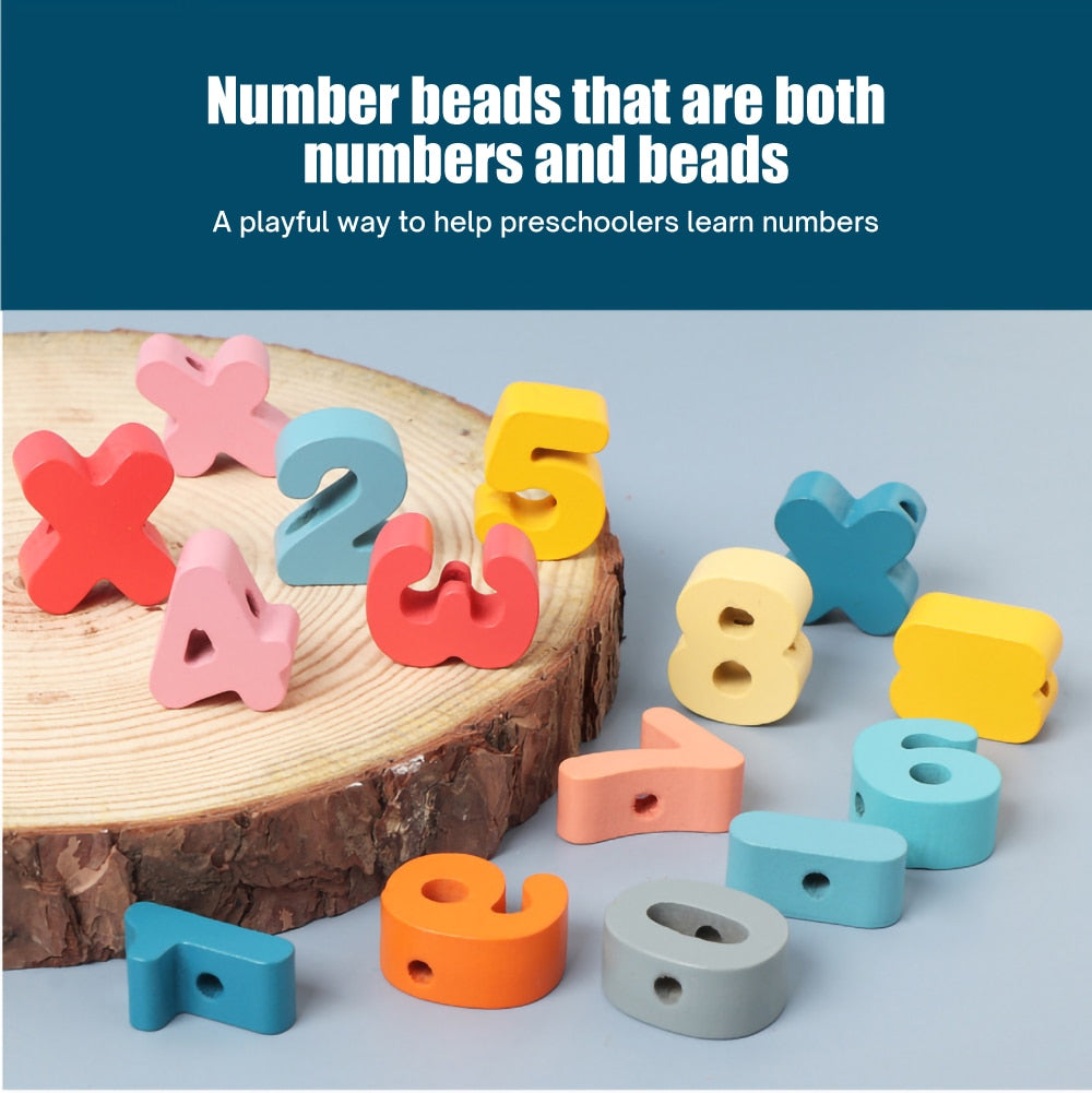 Montessori Wooden Lacing Toy DIY Wooden Beads for Children