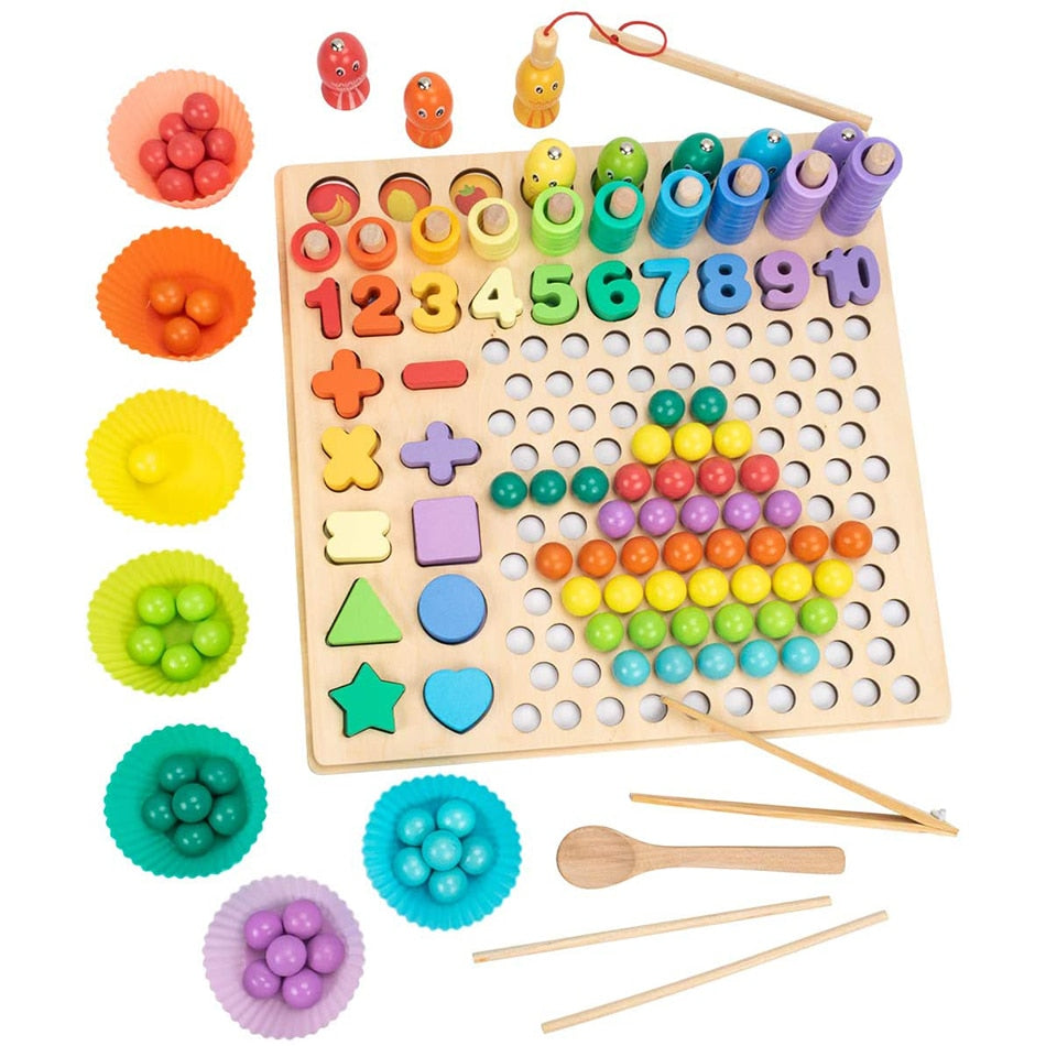 Montessori Educational Wooden Board (Math – Fishing Board Game)