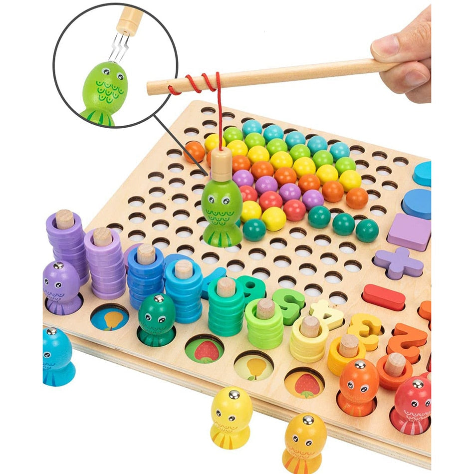 Montessori Educational Wooden Board (Math – Fishing Board Game)