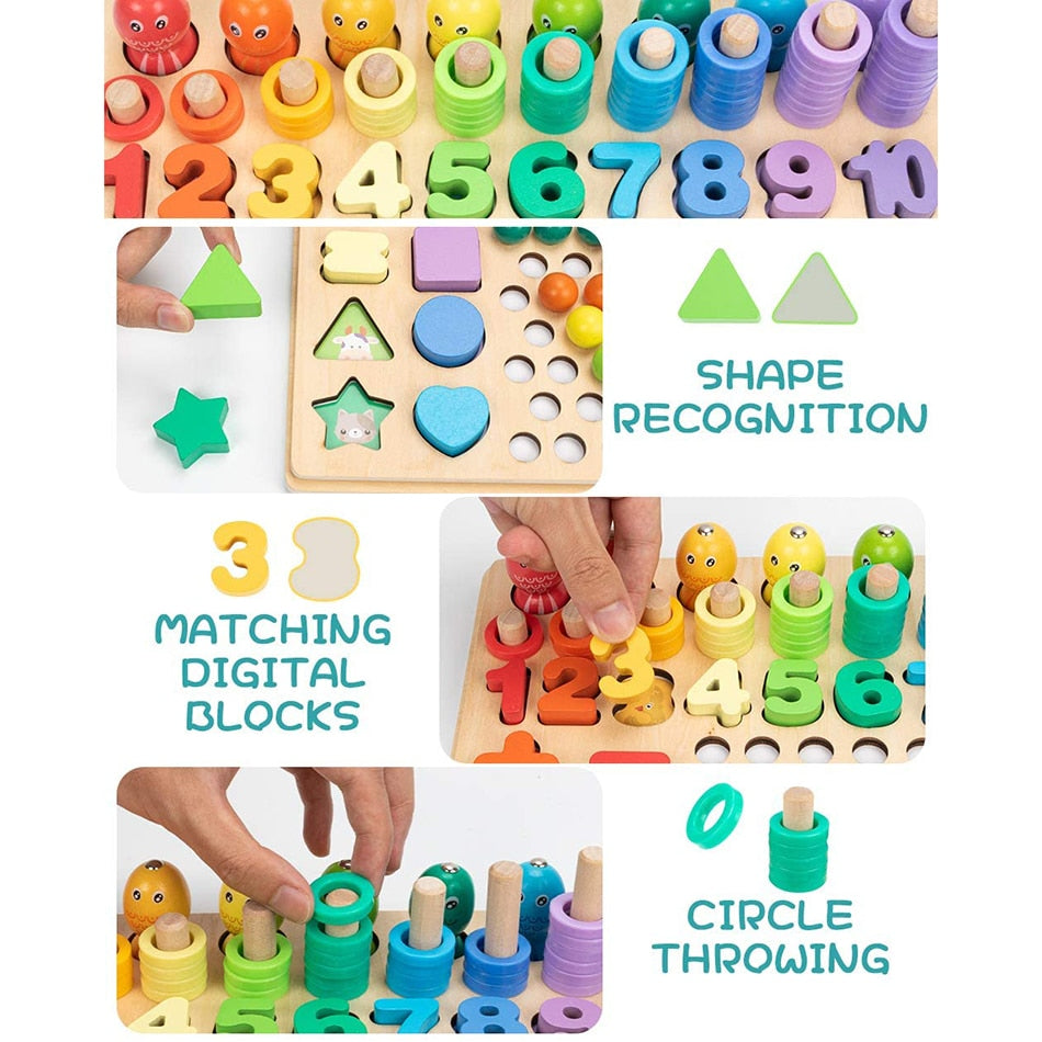 Montessori Educational Wooden Board (Math – Fishing Board Game)