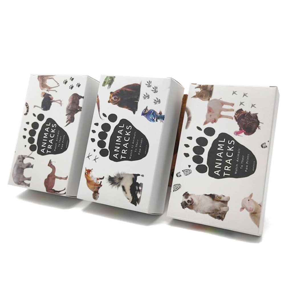 Montessori Memory Game: Flash Cards Animal Footprints
