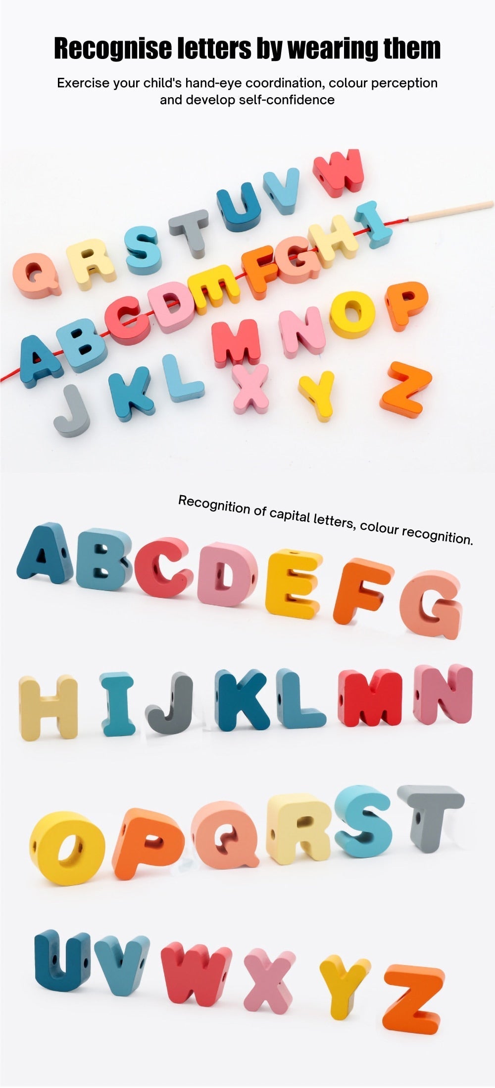 Montessori Wooden Lacing Toy DIY Wooden Beads for Children