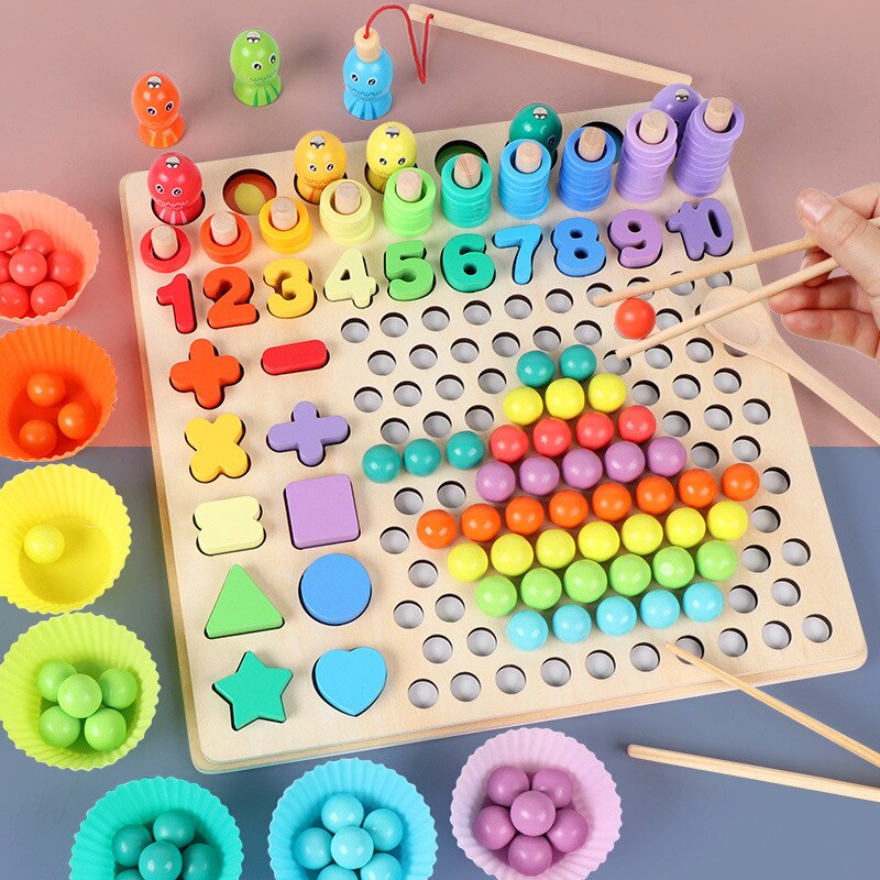 Montessori Educational Wooden Board (Math – Fishing Board Game)