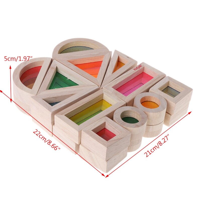 Wooden Rainbow Acrylic Blocks