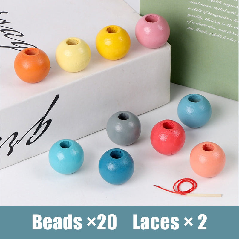 Montessori Wooden Lacing Toy DIY Wooden Beads for Children