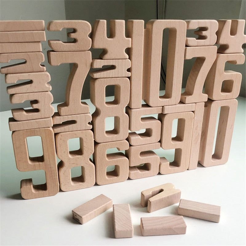 Number Building Blocks - Wooden Math Digital Toys