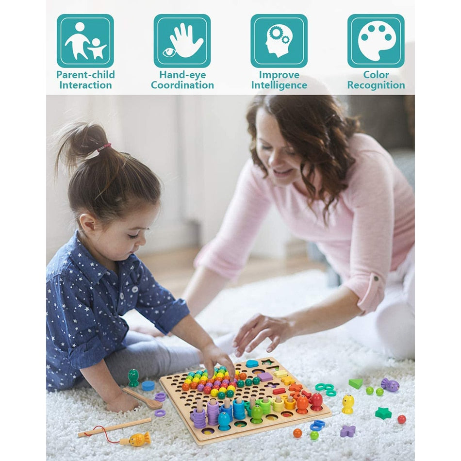 Montessori Educational Wooden Board (Math – Fishing Board Game)
