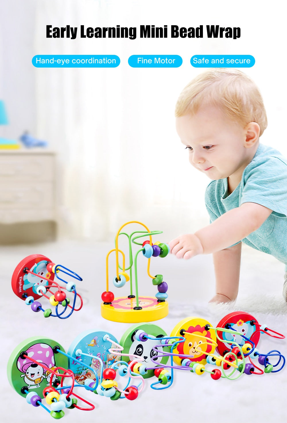 Montessori Wooden Lacing Toy DIY Wooden Beads for Children