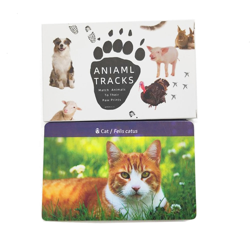 Montessori Memory Game: Flash Cards Animal Footprints
