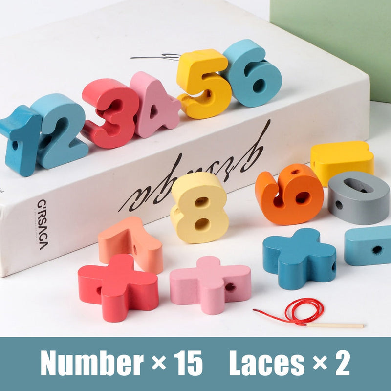 Montessori Wooden Lacing Toy DIY Wooden Beads for Children