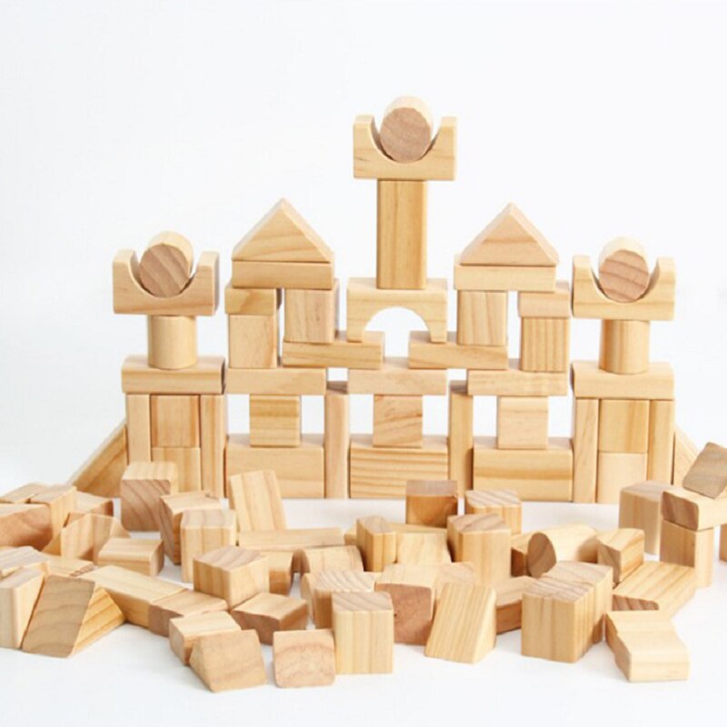 100 Pcs Wooden Montessori Material Building Blocks