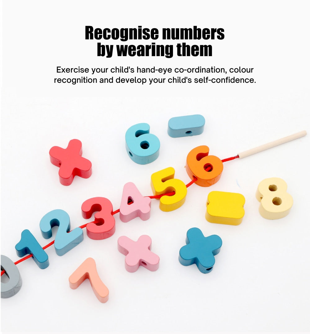 Montessori Wooden Lacing Toy DIY Wooden Beads for Children