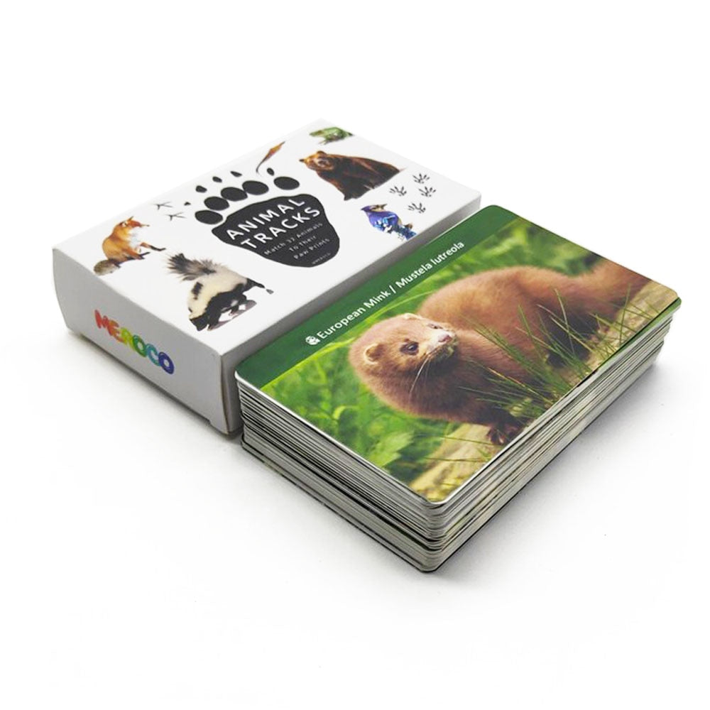 Montessori Memory Game: Flash Cards Animal Footprints