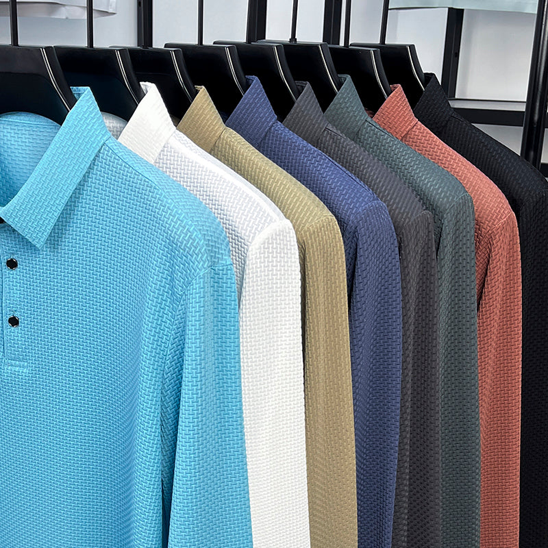 Soffice Minimale Men's Long Sleeve Polo Shirt – Slim Fit