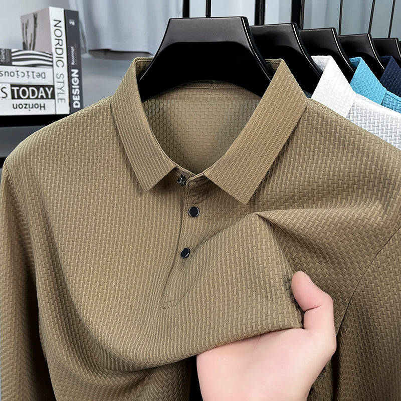 Soffice Minimale Men's Long Sleeve Polo Shirt – Slim Fit