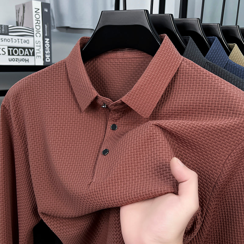 Soffice Minimale Men's Long Sleeve Polo Shirt – Slim Fit