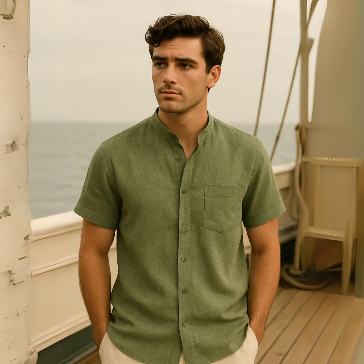 Mandarin Shirt Refined Escape