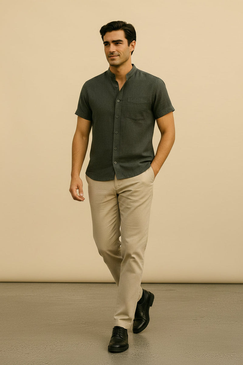 Mandarin Shirt Refined Escape