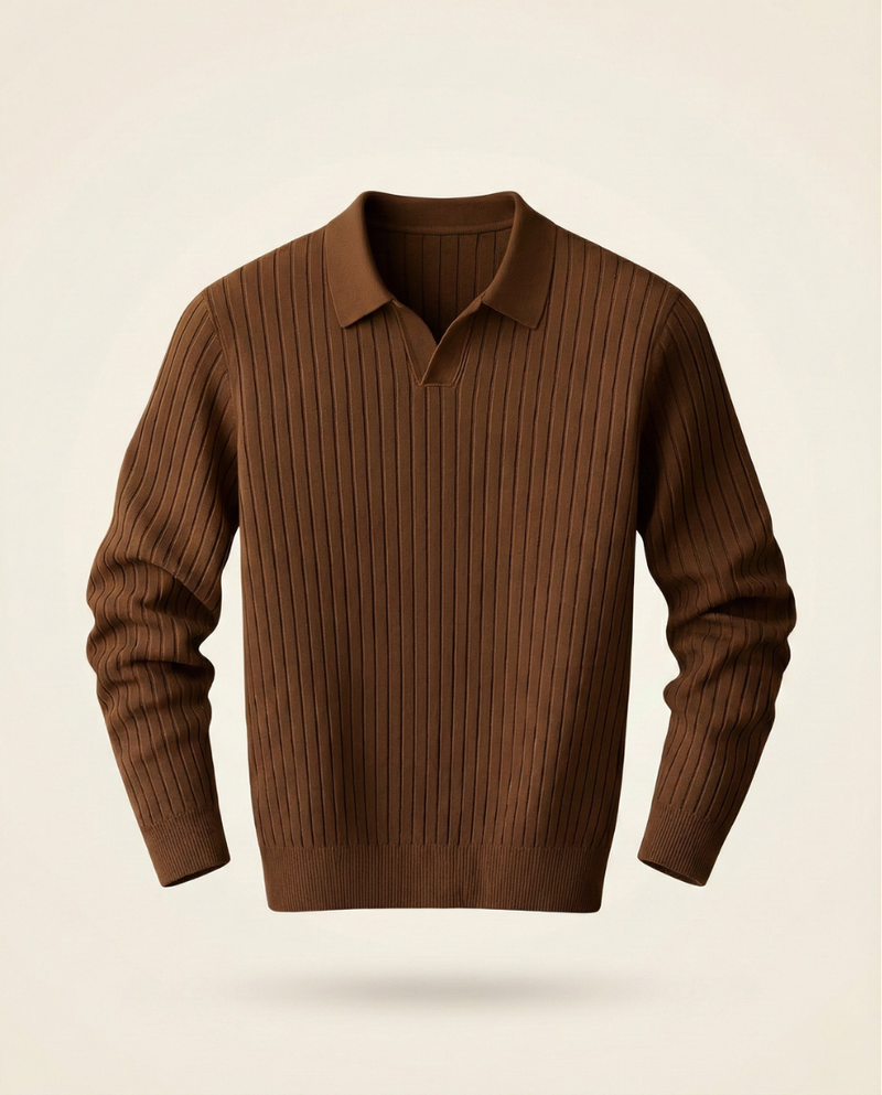 The Belmont Ribbed Polo Sweater