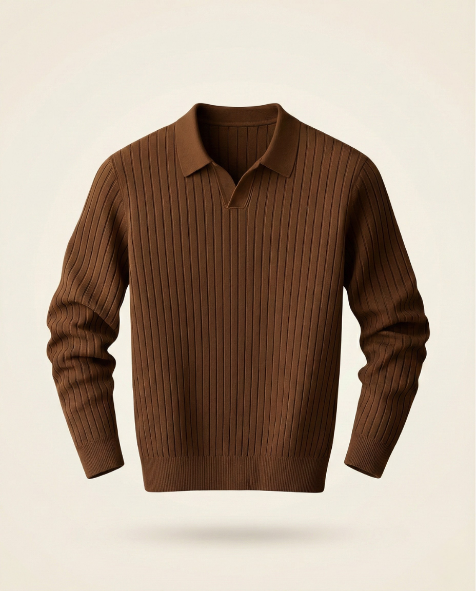 The Belmont Ribbed Polo Sweater