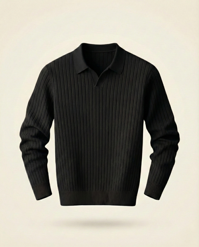 The Belmont Ribbed Polo Sweater