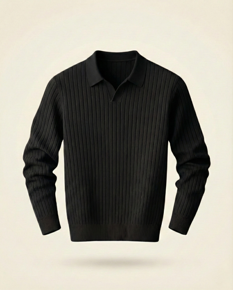 The Belmont Ribbed Polo Sweater