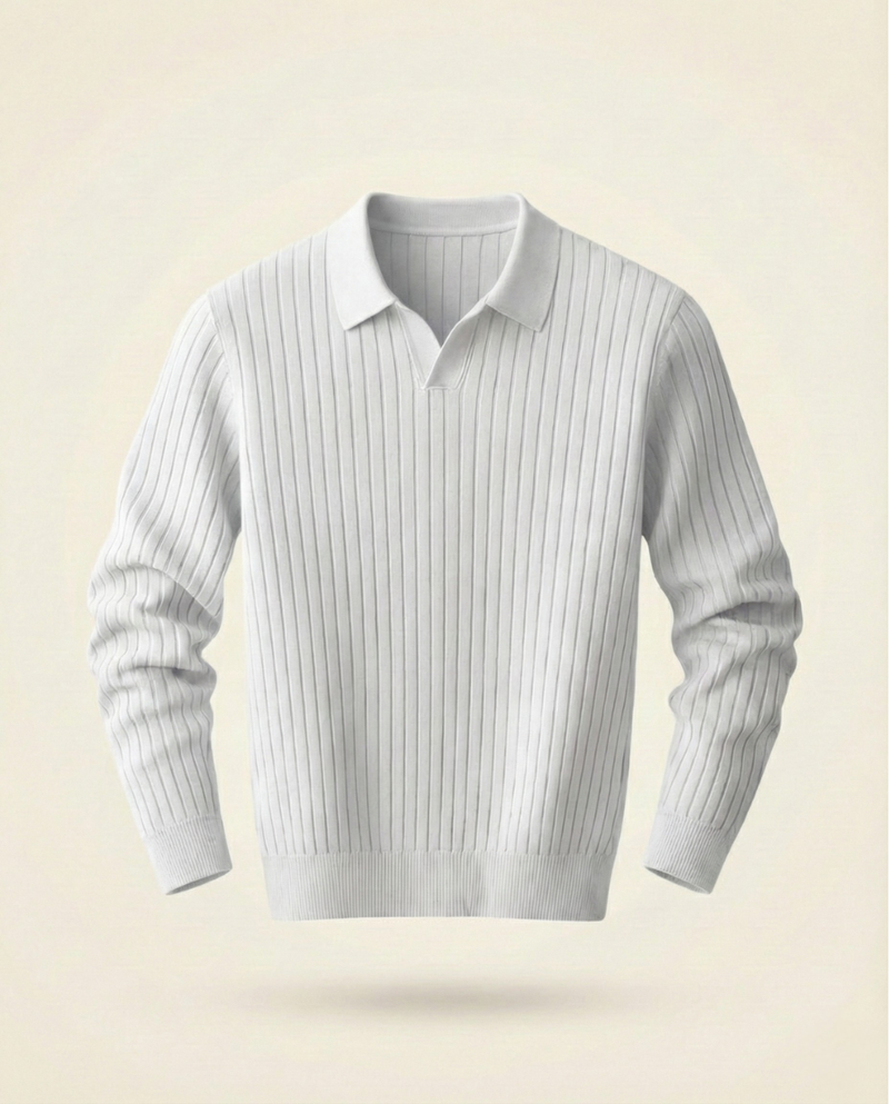 The Belmont Ribbed Polo Sweater