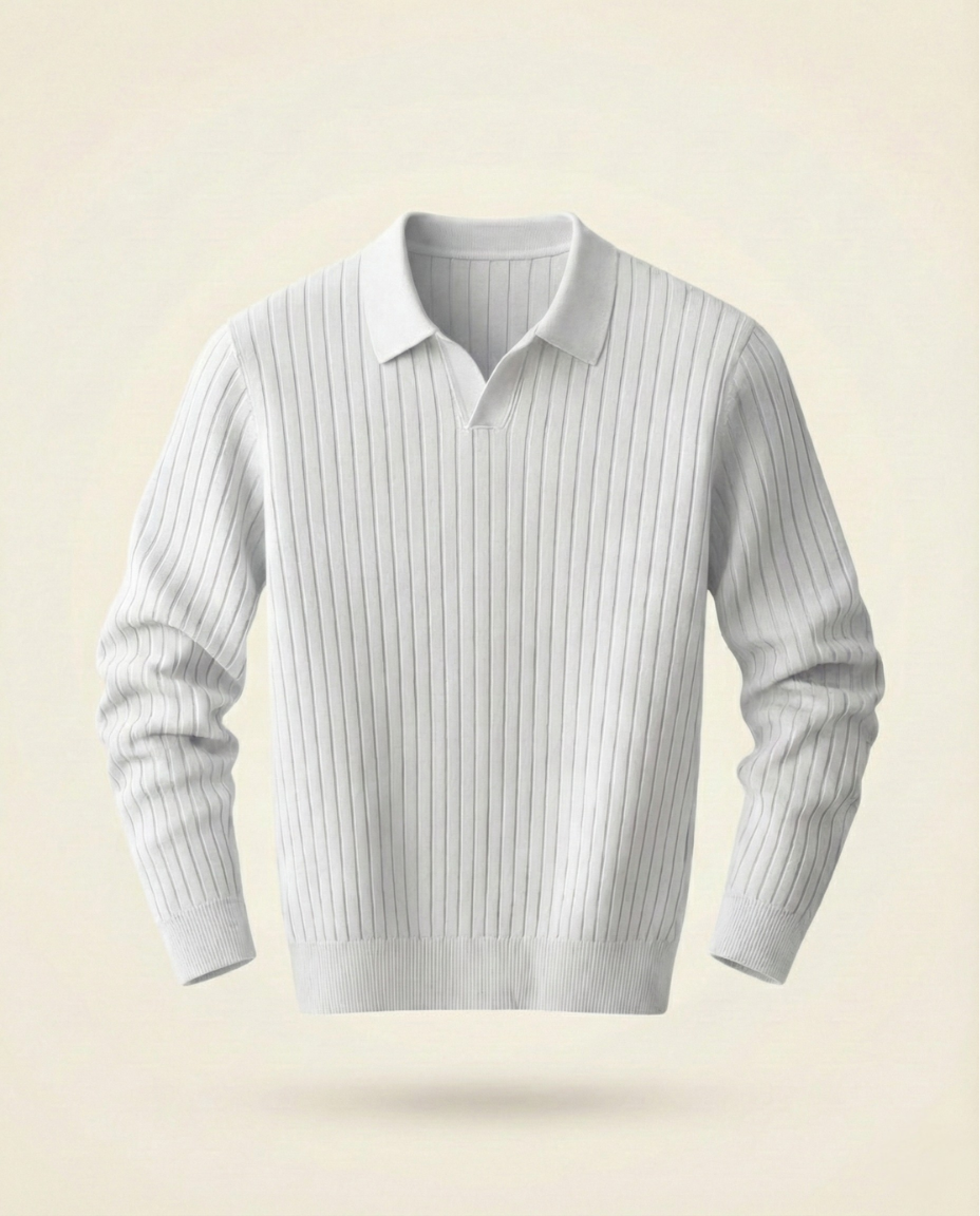 The Belmont Ribbed Polo Sweater