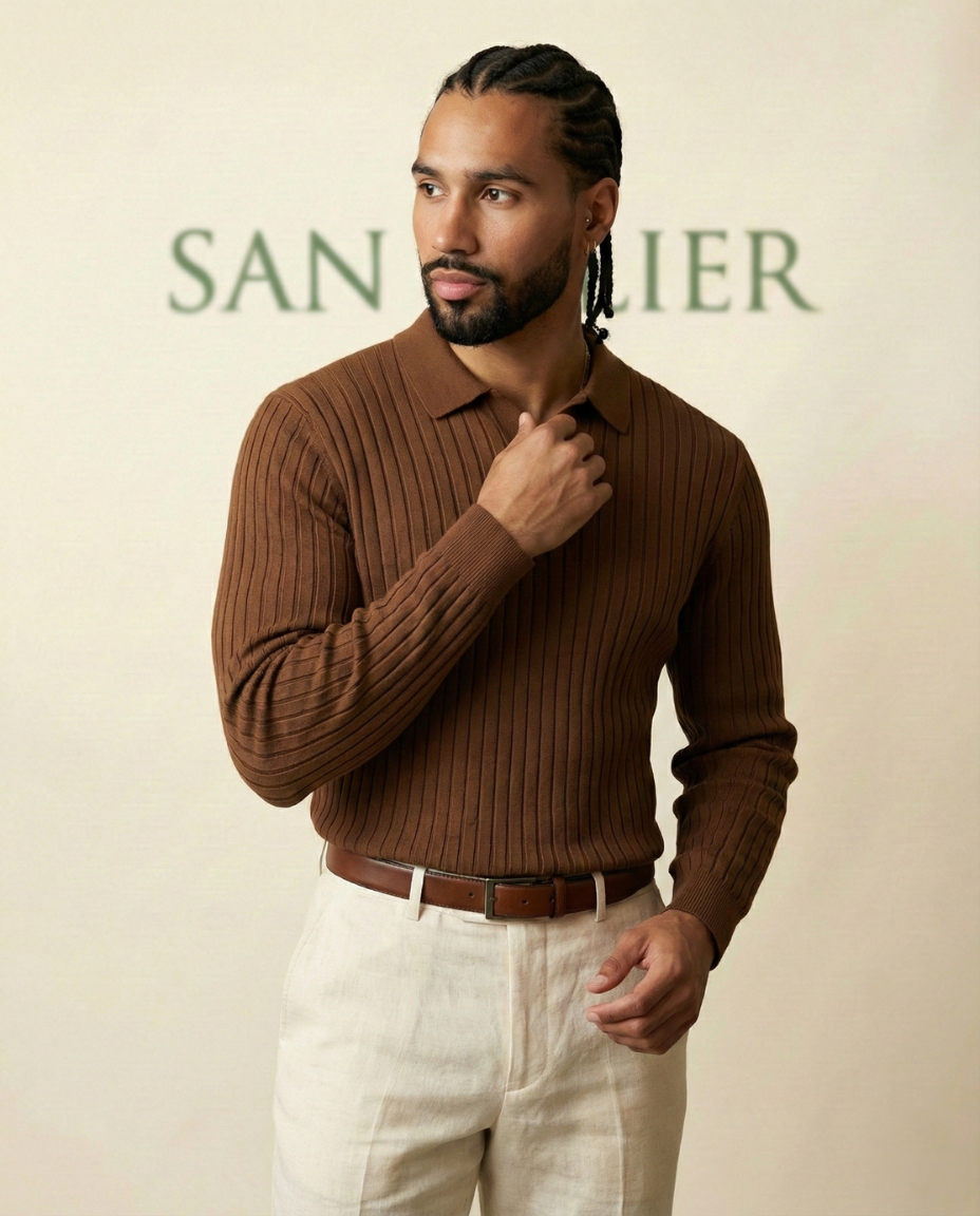 The Belmont Ribbed Polo Sweater