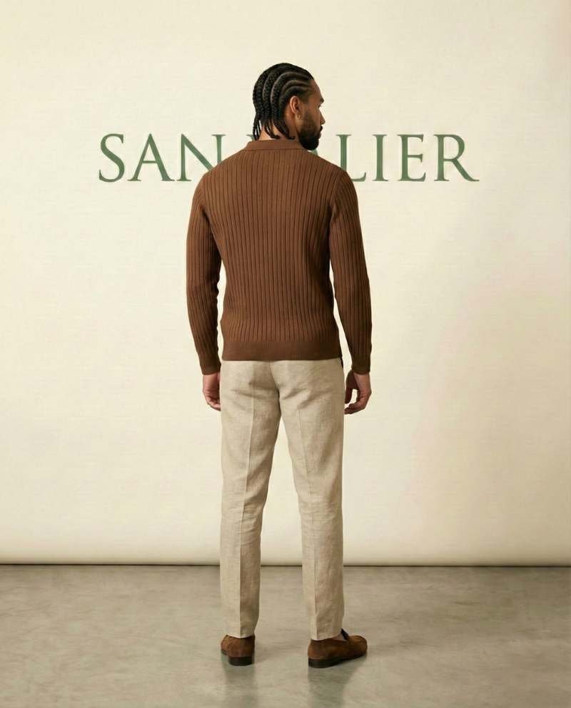 The Belmont Ribbed Polo Sweater