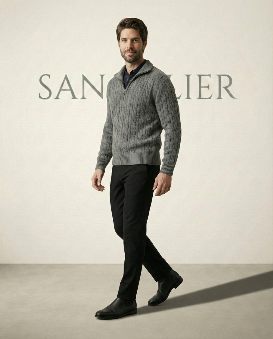 Men's High Collar Half-Zip Sweater Fontaine