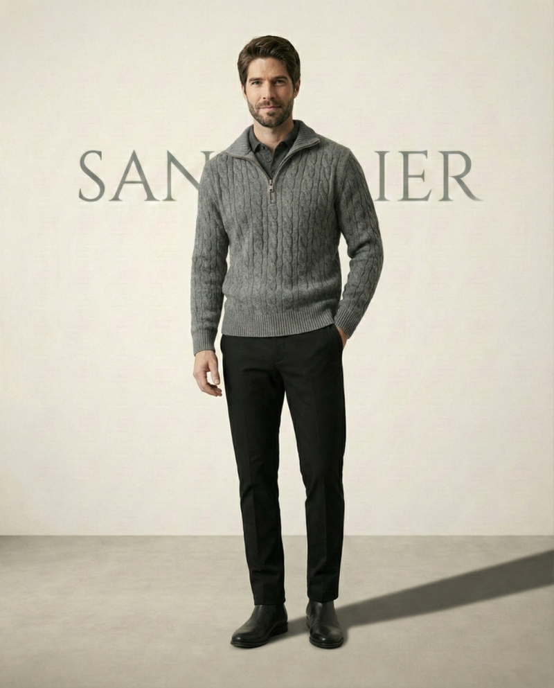 Men's High Collar Half-Zip Sweater Fontaine