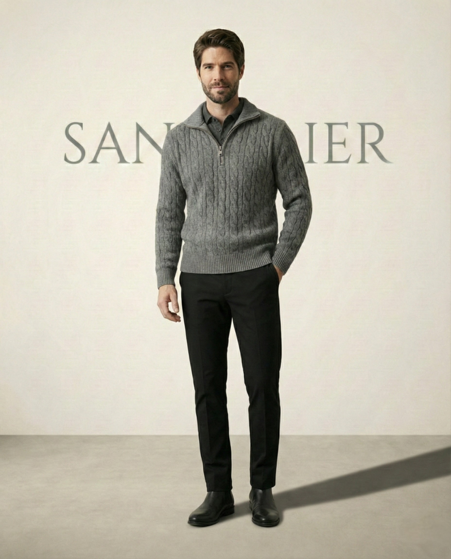 Men's High Collar Half-Zip Sweater Fontaine