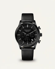Men's Black Leather Watch - Luxemiro
