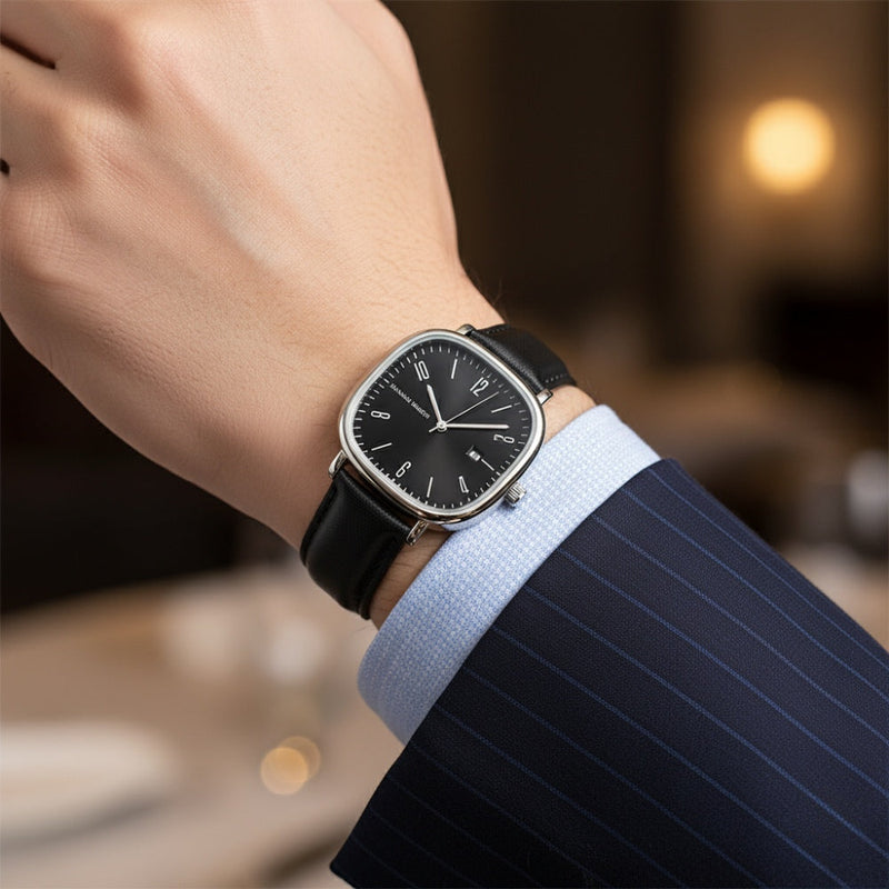 Men’s Retro Leather Watch - Outline