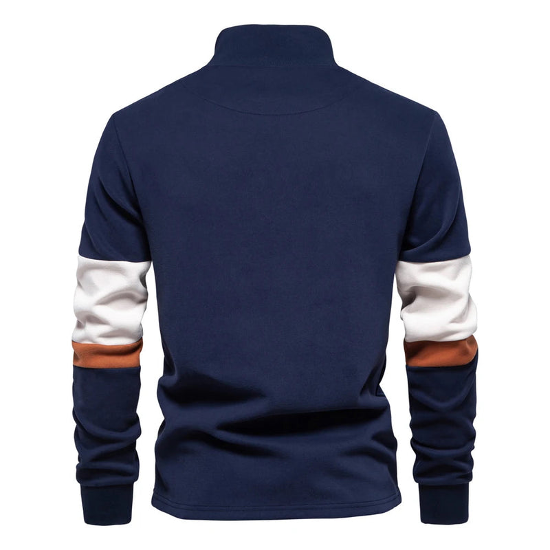 Tricolore Men's Quarter-Zip Pullover – Smart Casual Sweater
