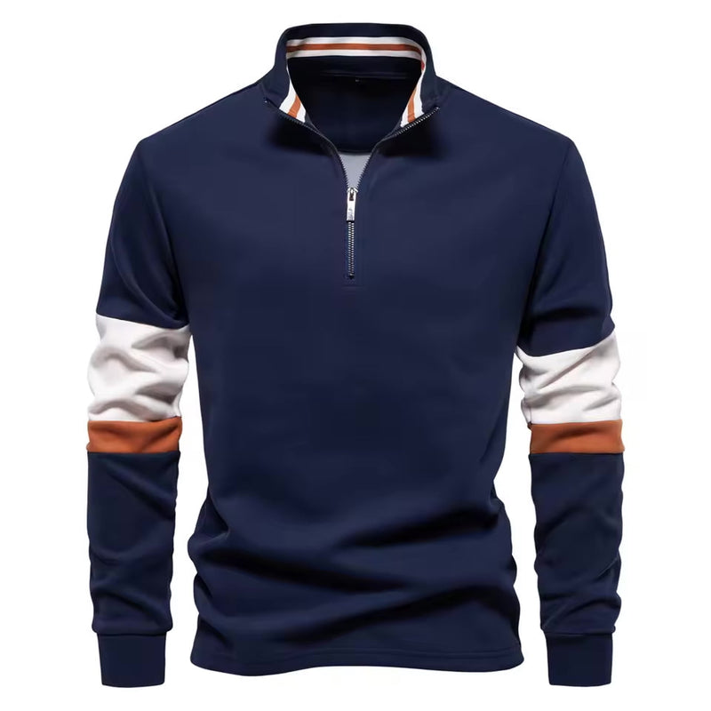 Tricolore Men's Quarter-Zip Pullover – Smart Casual Sweater
