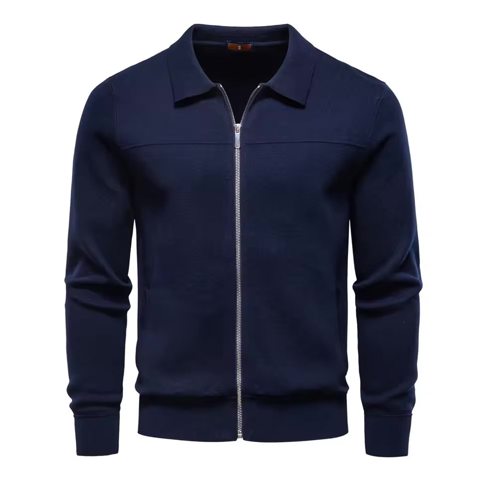 Vento Men's Zip-Up Cardigan – Smart Casual Knit Sweater